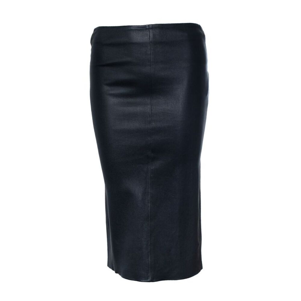 STUDIO AR, black leather stretch skirt